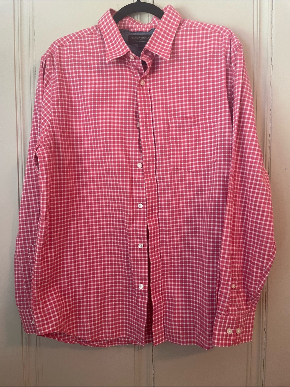 Banana Republic Pink White Check Button-Up Shirt